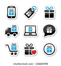 Present, shopping vector icons set 