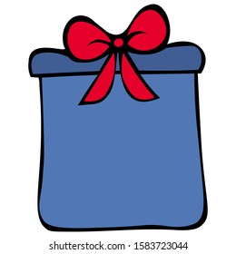 Present. Surprise box. Colored vector illustration. Isolated background. Cartoon style. Colorful present. Festive mood. Idea for web design, sticker. Christmas. New Year. Birthday. Positive emotions.