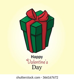 Present for valentine day, box for gift. Vector handdrow isometric illustration