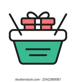 Present a variety of items with this gift basket icon for celebrations