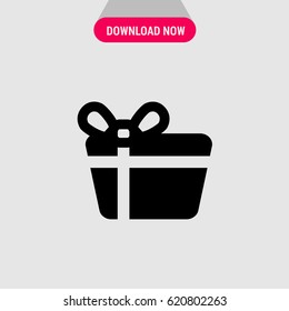 Present Vector Icon, The symbol of gift box with bow on the top. Simple, modern flat vector illustration for mobile app, website or desktop app 