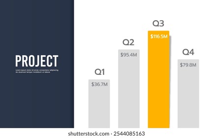 Presentación del proyecto anual de crecimiento empresarial del cuarto trimestre. Plantilla de diseño de gráfico de barras infográfico. Ilustración vectorial.