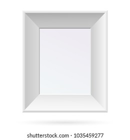 Presentation A3 or A4 rectangular vertical picture frame design with shadow on transparent background. 3D Board Banner Stand on isolated clean blank table Vector illustration EPS 10 for photo, image