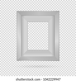 Presentation A3 or A4 rectangular vertical picture frame design with shadow on transparent background. 3D Board Banner Stand on isolated clean blank table Vector illustration EPS 10 for photo, image