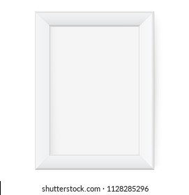 Presentation A3 or A4 rectangular vertical picture frame design with shadow on transparent background. 3D Board Banner Stand on isolated clean blank table Vector illustration EPS 10 for photo, image