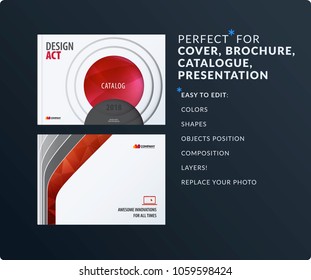 Presentation. Abstract red vector set of modern horizontal templates with colourful smooth shapes for business, teamwork