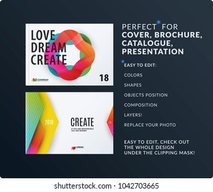 Presentation. Abstract vector set of modern horizontal templates with colourful wave