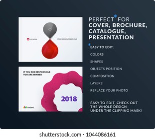 Presentation. Abstract vector set of modern horizontal templates with colourful wave
