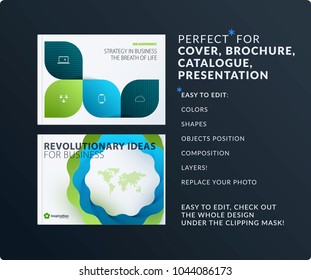 Presentation. Abstract vector set of modern horizontal templates with colourful wave