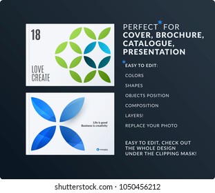 Presentation. Abstract vector set of modern horizontal templates with colourful circle segments, flower shape