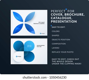 Presentation. Abstract vector set of modern horizontal templates with colourful circle segments, flower shape