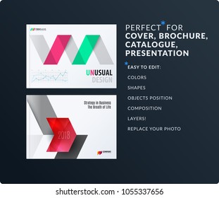 Presentation. Abstract vector set of modern horizontal templates with arrows diagonal shapes for business, teamwork