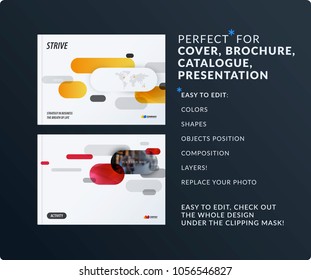 Presentation. Abstract vector set of modern horizontal templates with colourful rounded rectangles for business