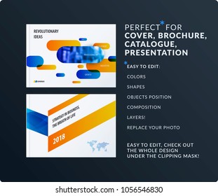 Presentation. Abstract vector set of modern horizontal templates with colourful rounded rectangles for business