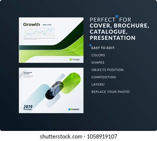 Presentation. Abstract vector set of modern horizontal templates with colourful smooth shapes