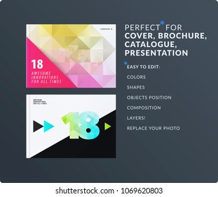 Presentation. Abstract vector set of modern horizontal templates with colourful polygonal shapes