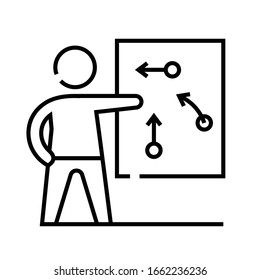 Presentation of algorithm line icon, concept sign, outline vector illustration, linear symbol.