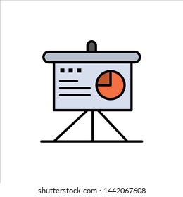 Presentation, Analytics, Board, Business  Flat Color Icon. Vector icon banner Template