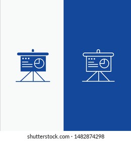 Presentation, Analytics, Board, Business Line and Glyph Solid icon Blue banner Line and Glyph Solid icon Blue banner