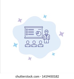 Presentation, Analytics, Business, Graph, Marketing, People, Statistics Blue Icon on Abstract Cloud Background