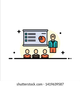 Presentation, Analytics, Business, Graph, Marketing, People, Statistics  Business Flat Line Filled Icon Vector Banner Template