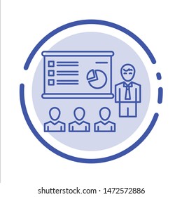 Presentation, Analytics, Business, Graph, Marketing, People, Statistics Blue Dotted Line Line Icon