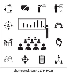 presentation of the audience diagram icon. Conversation and Friendship icons universal set for web and mobile