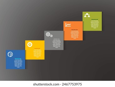 Infografía de los pasos posteriores de la presentación para la UI de los Sitios web de la compañía, UX a todo color