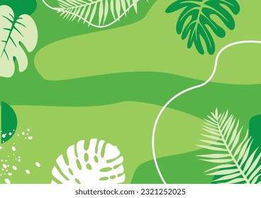 Presentation Background with tropical leaf plant on green background vector design.