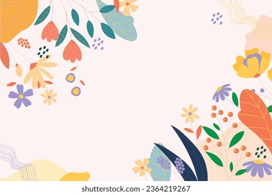Presentación Antecedentes con planta de hojas tropicales sobre diseño vectorial de fondo blanco.	