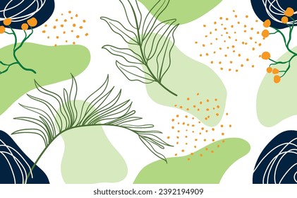 Presentation Background with tropical leaf plant on white background vector design.