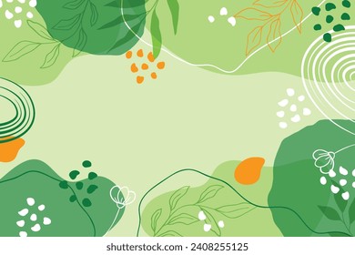 Presentation Background with tropical leaf plant on green background vector design.