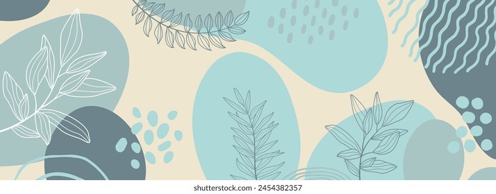 Presentation Background with tropical leaf plant on earth tone background vector design.