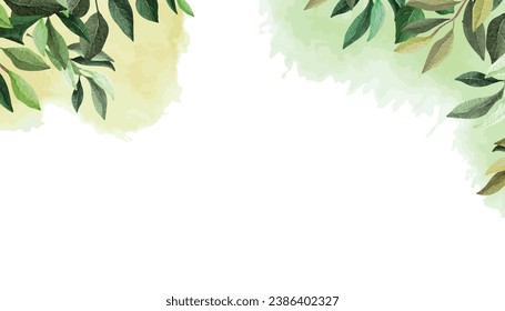 Präsentation Hintergrund mit tropischer Aquarellpflanze auf weißem Hintergrund, Vektordesign. Mit Kopienraum-Bereich.