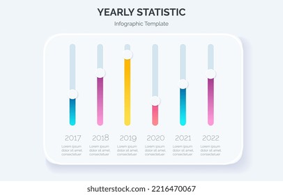 Presentation bar chart for financial presentation. Colorful graphic template with yearly or annual statistic report. Vector Infographic for business