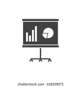 Presentation billboard icon in black on a white background. Vector illustration