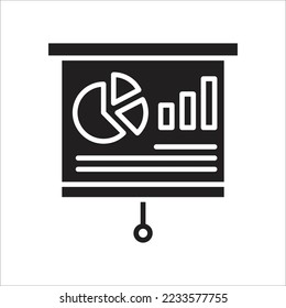 Icono de la cartelera de presentación. Esquema y símbolo de diagrama. Vector editable