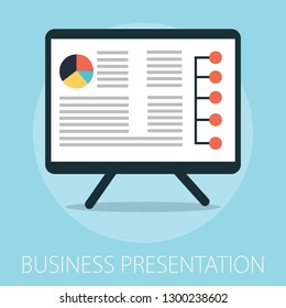 Presentation Billboard Sign Icon. Chart And Diagram Symbol. Graphic Element. Colour Clean Flat Presentation Icons. Vector Presentation