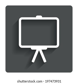 Presentation billboard sign icon. Clean board symbol. Gray flat button with shadow. Modern UI website navigation. Vector