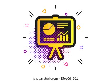 Presentation billboard sign icon. Halftone dots pattern. Scheme and Diagram symbol. Classic flat presentation icon. Vector