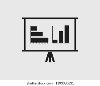 Presentation billboard sign icon. Scheme and Diagram symbol. Graphic element on gray background. 