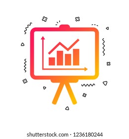 Presentation billboard sign icon. Scheme and Diagram symbol. Colorful geometric shapes. Gradient presentation icon design.  Vector