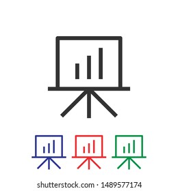 Presentation billboard sign icon. Scheme and Diagram symbol. Graphic element on white background. Colour clean flat presentation icons. Vector