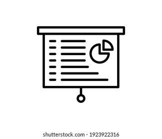 Presentation billboard sign icon. Scheme and Diagram symbol. Graphic element on white background. Colour clean flat presentation icons. Vector illustration.