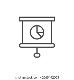 Icono de signo de la cartelera de presentación. Esquema y símbolo de diagrama. Elemento gráfico sobre fondo blanco.iconos de presentación planos. Vector
