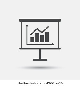 Presentation billboard sign icon. Scheme and Diagram symbol. Flat presentation web icon on white background. Vector