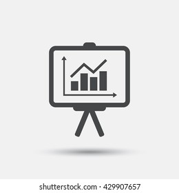 Presentation billboard sign icon. Scheme and Diagram symbol. Flat presentation web icon on white background. Vector