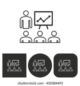 Presentation - black and white icons. Vector illustration.