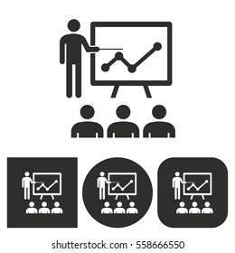 Presentation - black and white icons. Vector illustration.
