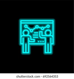 Presentation blue glowing neon ui ux icon. Glowing sign logo vector